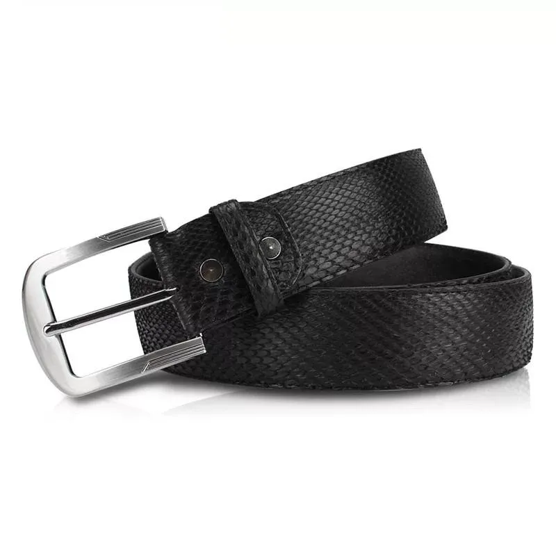 Belts Luxury Authentic Genuine Snakeskin Stainless Steel Silver Pin Buckle Men Belt Exotic Real True Python Leather Male Waists St2455