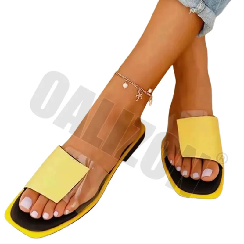 Pantofole da donna estate femminile femminile trasparente patchwork flat sandali casual sandali da donna abbinando la spiaggia all'aperto spiaggia flat slides 220315