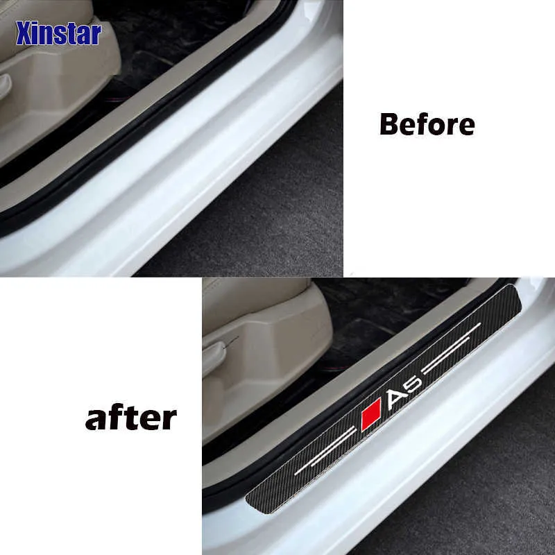 Carbon Fiber Car Door Sills Sticker For Sline Quattro A1 A3 A4 A5 A6 A7 A8 TT Q3 Q5 Q7 Q8 B8 TT S1 S3 S4 S5 S6 S7 S8 TTS7982282