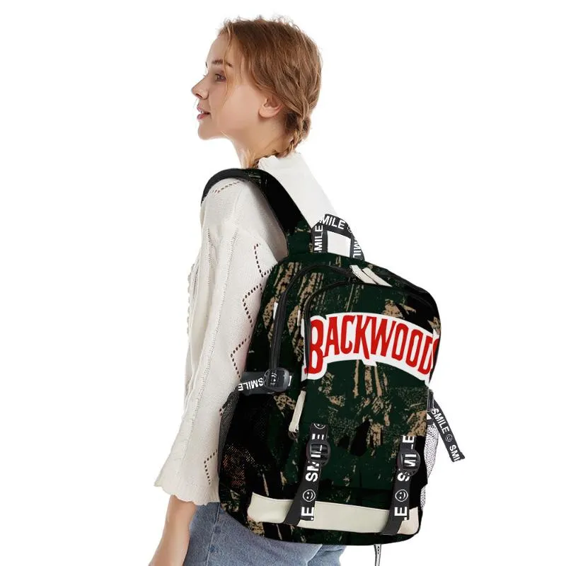 Backpack BACKWOODS 3D Printed Men Women Oxford Waterproof Outdoor Travel Teenager Boys Girls Schoolbag Laptop Bag2878