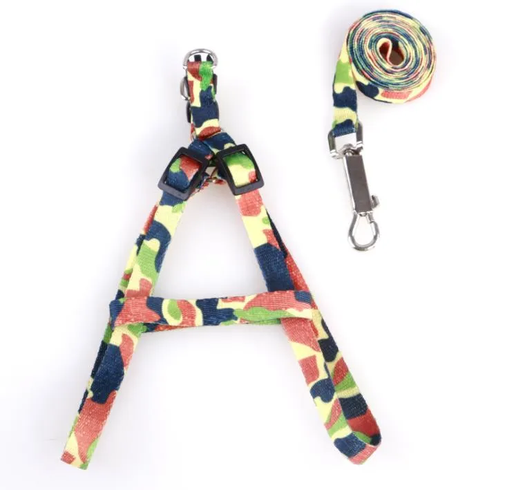 1.0*120cm Dog Harness Leashes Nylon Printed Adjustable Pet Collar Puppy Cat Animals Accessories Pet Necklace Rope Tie Collar C2992