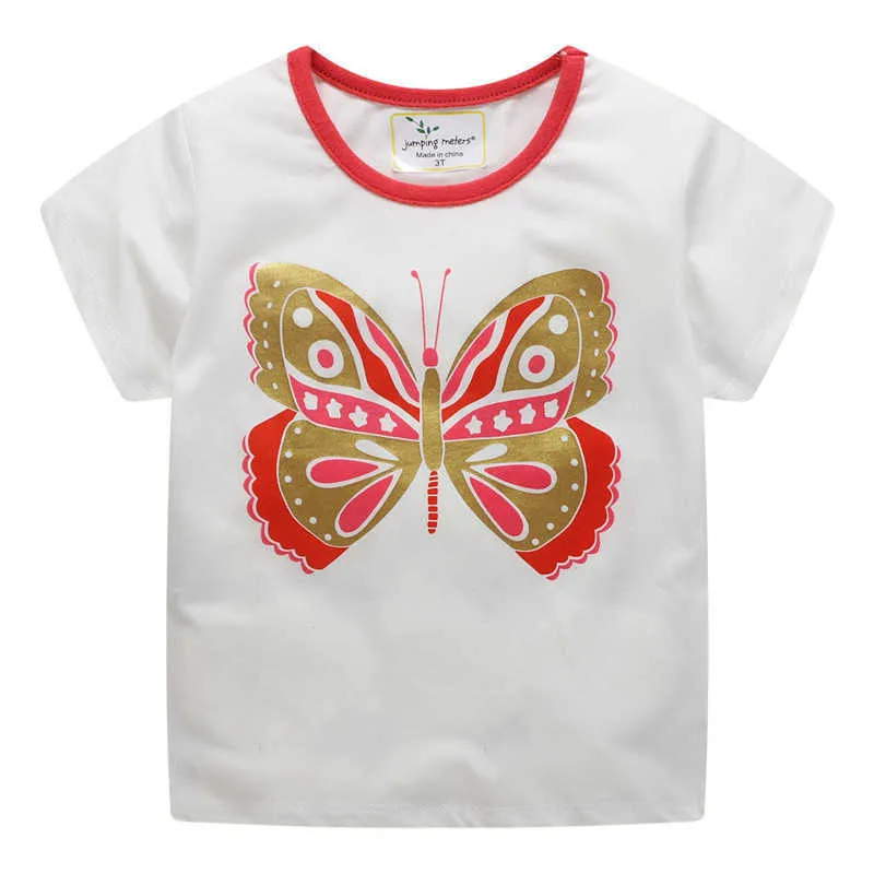 Hoppmätare Butterfly Tees Toppar Sommar Kids Bomull T Shirts Designs Barn Kortärmad Kläder Djur Toddler Tshirt 210529