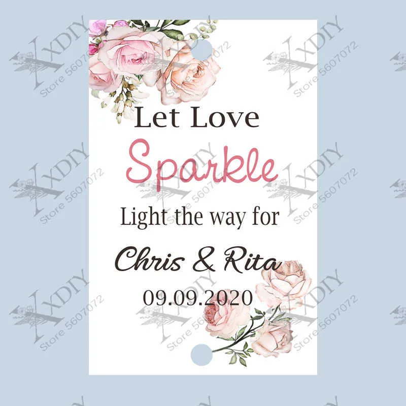 XX DIY- Glow / Sparkler Stick Tags Étiquettes de feu d'artifice de mariage personnalisées Let Love Sparkle 210925