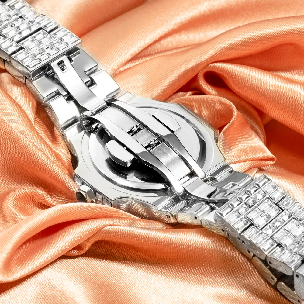 Fully Baguette Diamond Watch Men Hip Hop Style Men Watches Top AAA Quartz Male Wrist Watch Man Jewelry2339
