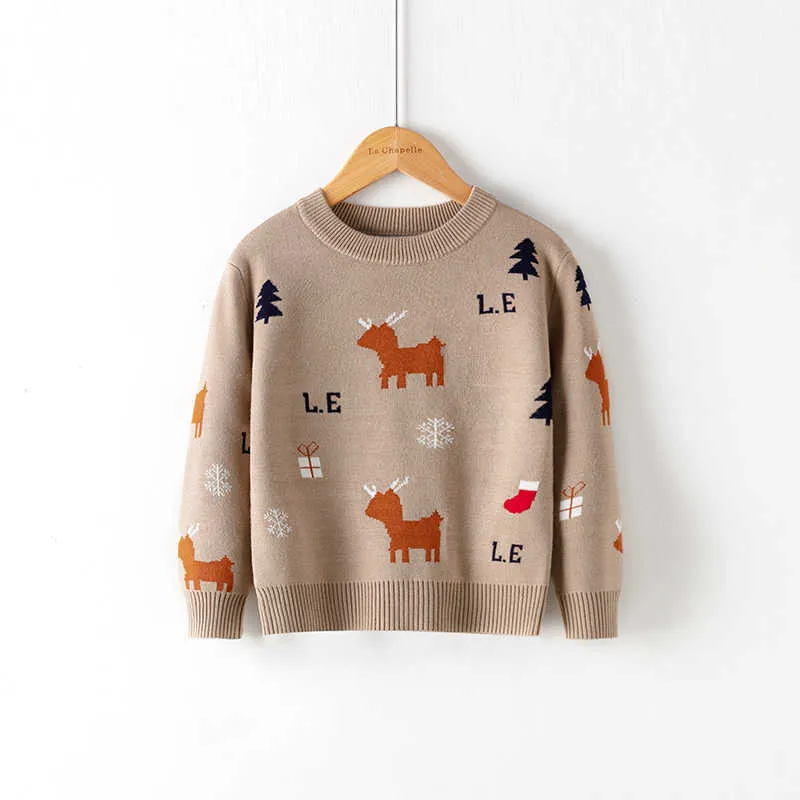 2021 мальчики свитера детская печать пуловер детская одежда осень зима хлопок с длинным рукавом топы девушки вязаные свитера одежда Y1024