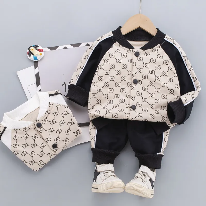 Vår Höst Baby Pojkar Flickor Kläder Set Spädbarn Barn Jacka Byxor Småbarn Mode Dräkt Barn Träningsoveraller 6M-5T