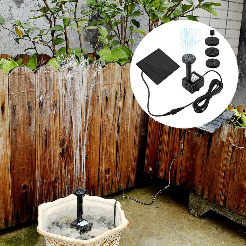 Solpanel Powered Water Fountain Pool Pond Garden Sprinkler Sprayer med pump 3 Spray Heads 210713