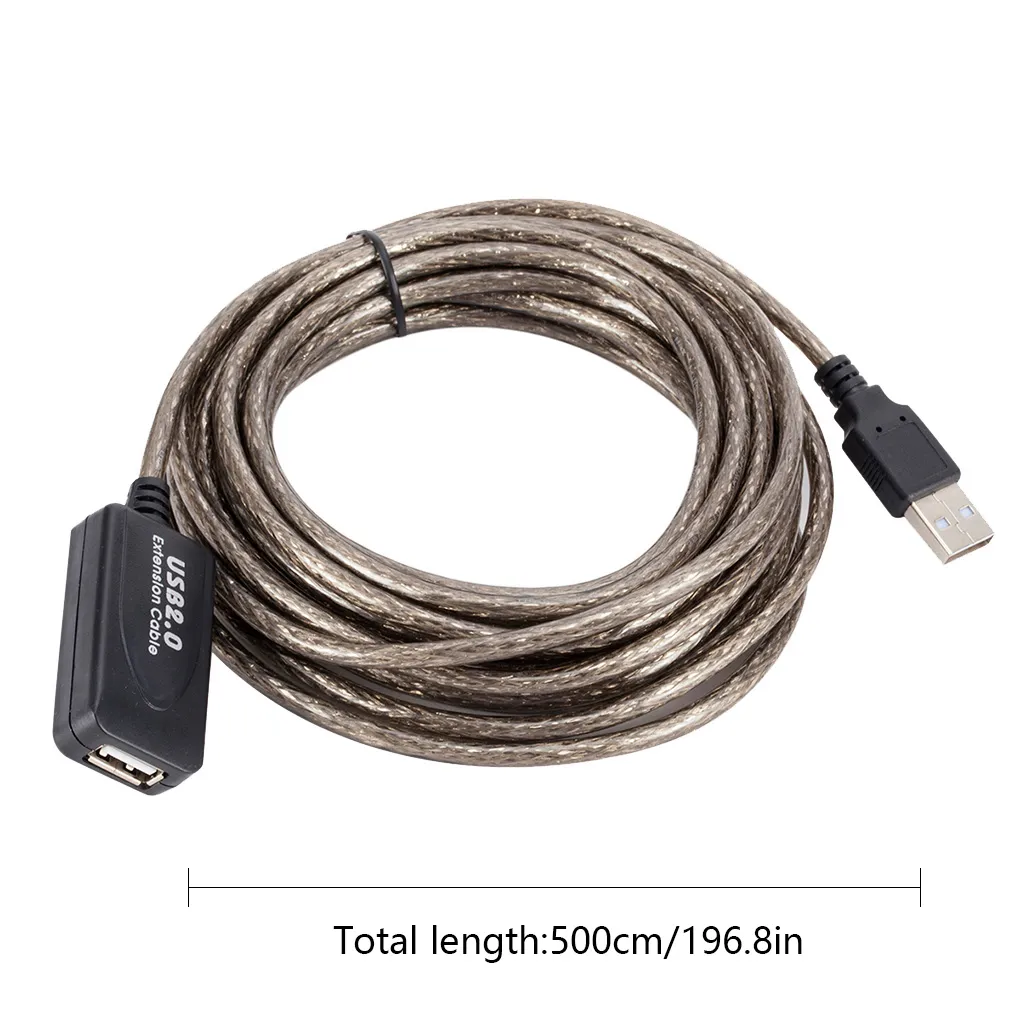 Cabo de extensão USB 2.0 Repetidor de cabo ativo macho para fêmea com fio de alta velocidade Adaptador USB para laptop PC 3M/5M/10M