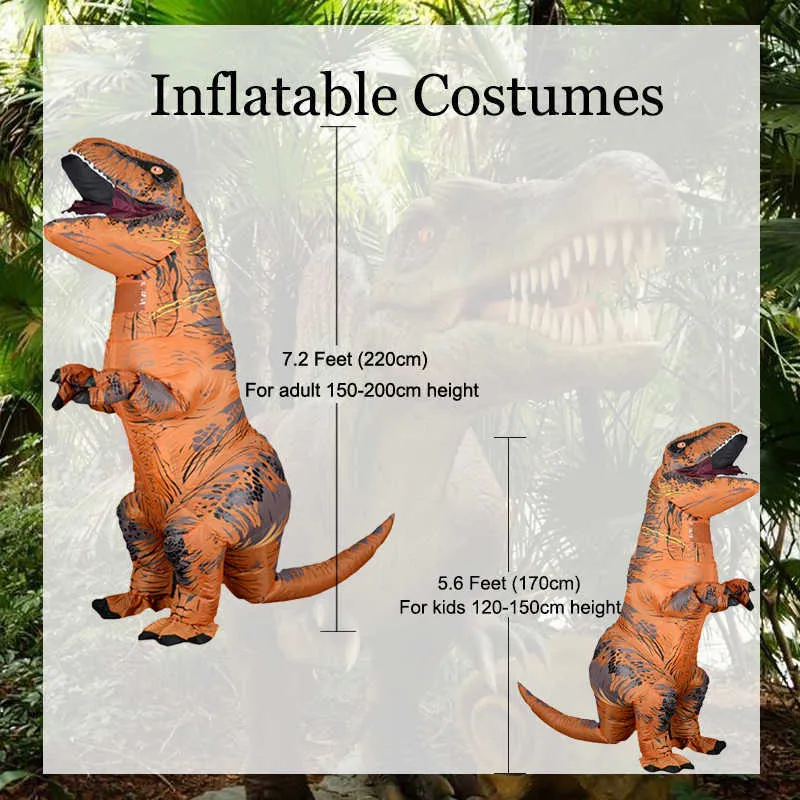 Crianças adultas dinossauros infláveis T rex trajes homens homens meninas meninos trajes de cosplay para anime Halloween Carnival Party Ploth Q8419368