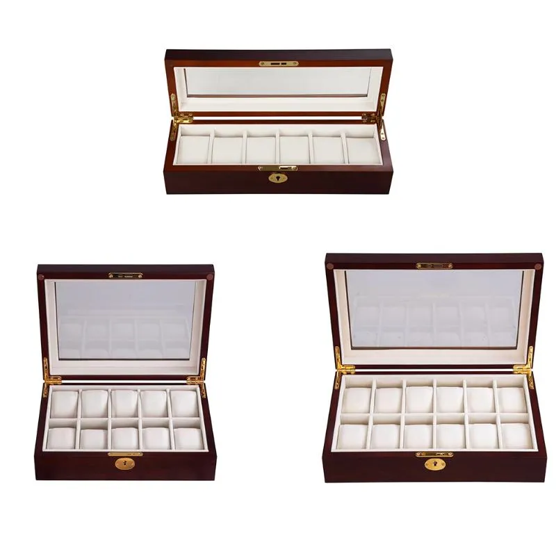 Boîtes de montre cas cas affichage de mode portable bois léger bijoux de luxe stockage anti-rayures cadeaux organisateur de protection 337a