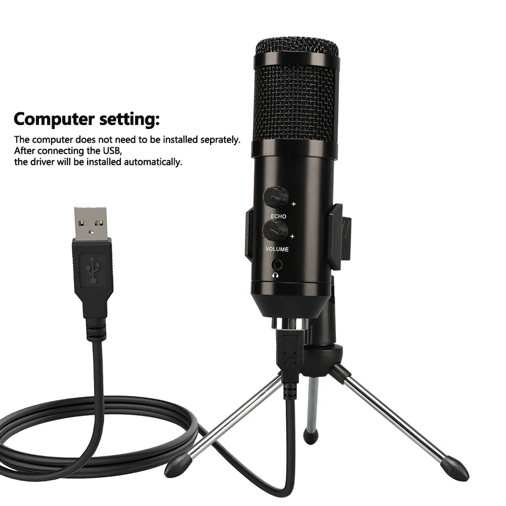 TKL USB Podcast Condenser Mikrofon Professionell PC Streaming Uni-Directional Mics Kit Game Recording YouTube