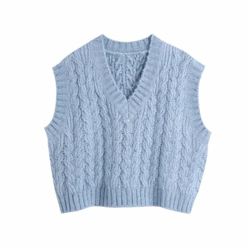 Spring Women Crochet Knitting Short Sweater Female V Neck Sleeveless Pullover Casual Lady Loose Tops SW1121 210430