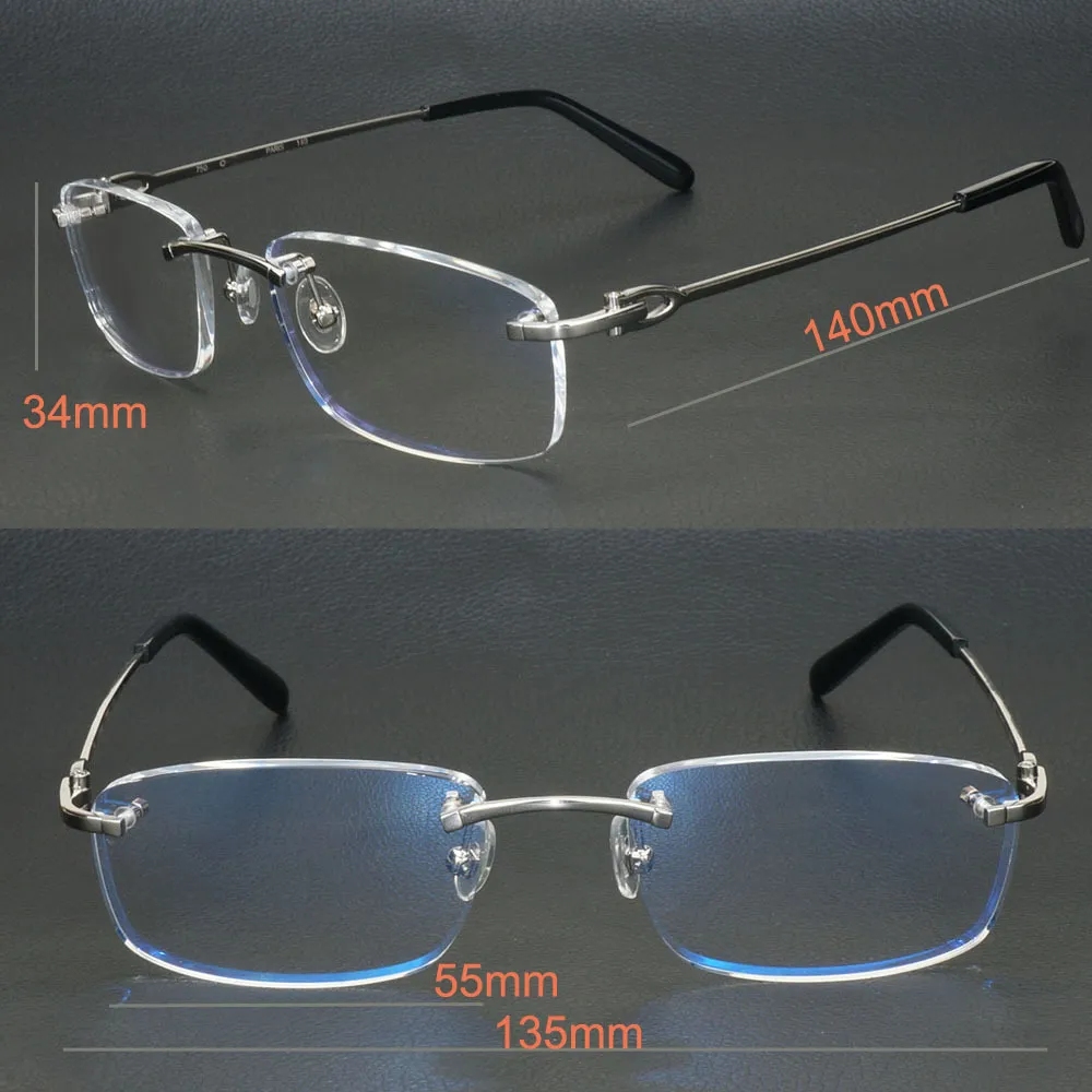 Metall Quadratische Klare Brillengestelle für Männer Frauen Randlose Retros Optische Rahmen Brillen Brillen Computer 9011 RECC5119432