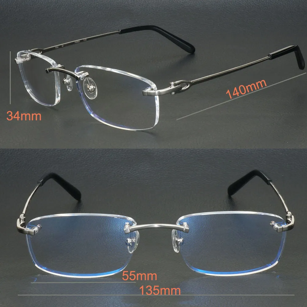 Metall Square Clear Glasses Frames For Men Women Rimless Retros Optical Frame Spectakles Eyeglasses Computer 9011 Recc7837950