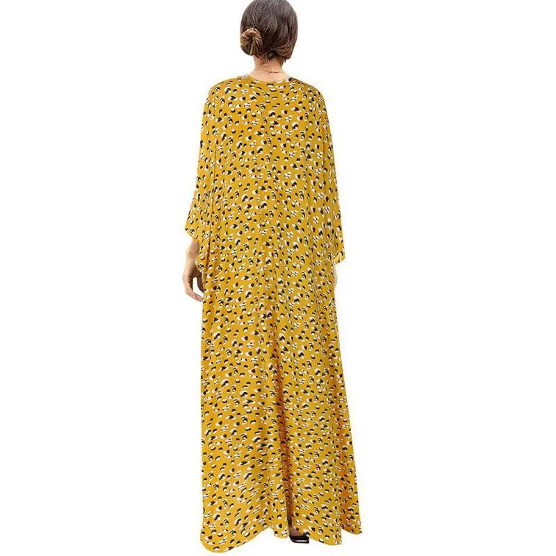 Women Dress V Neck Batwing Sleeve Dot Print Bohemia es Sexy Long Floral Maxi Irregular Plus Size es 210513