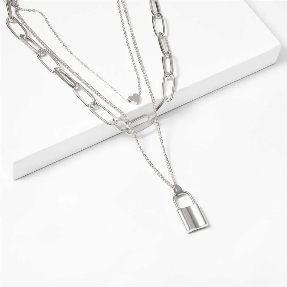 Collier de concepteur de luxe Ingemark Multi-couche Lock Lock Pendante Colliers de cou Steampunk Heart Chain Collier Couple Jew5499391
