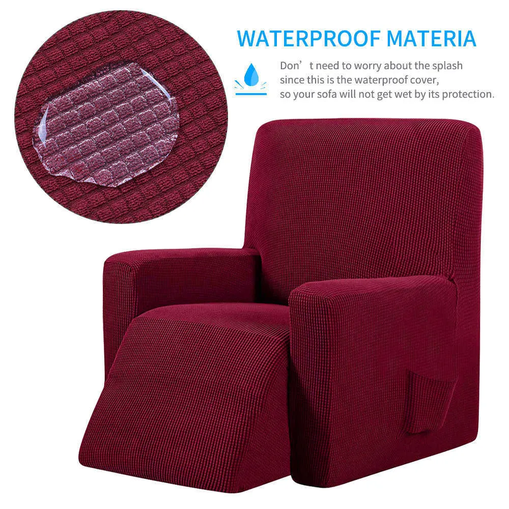 Vin rouge imperméable élastique fauteuil inclinable couverture tout compris massage canapé canapé pour salon 13 couleurs 210723