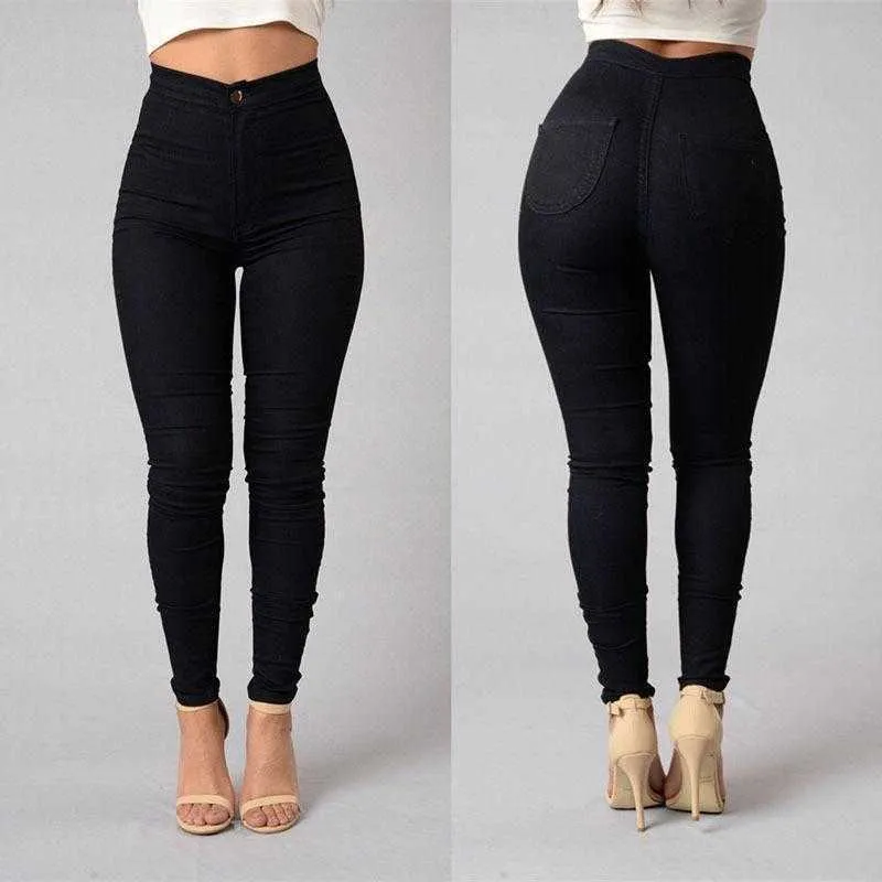 2021 Calças femininas Casual Plus Size Push Up Leggings Cintura alta Lápis Pant Skinny Candy-Colored Jeans Sexy Stacked Leggings Q0801