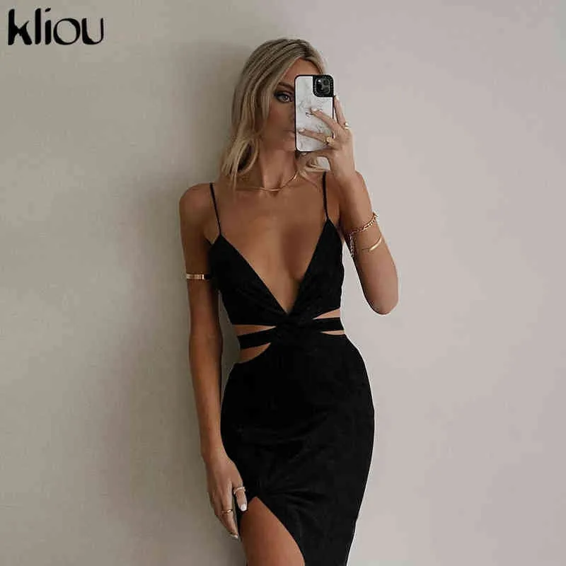 Kliou sexy meia-noite maxi vestido mulheres indefinidas forma irregular forma vazia fora camisole jurk hipster sem mangas feminina clubwear y1204