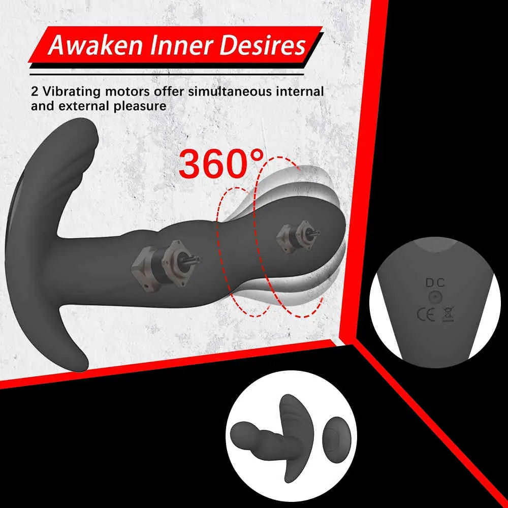 Yutong Giocattoli uomo vibratore anale rotante a 360 gradi telecomando senza fili massaggiatore prostatico maschile spina vibrante GSpot Stimolare2862332