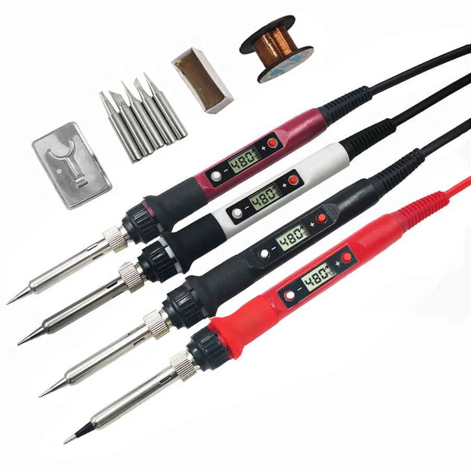 80W Digital Electric Soldering Iron Kit Set Temperature Adjustable 220V 110V Welding Tool Ceramic Heater Soldering Tips Rework 2113827622