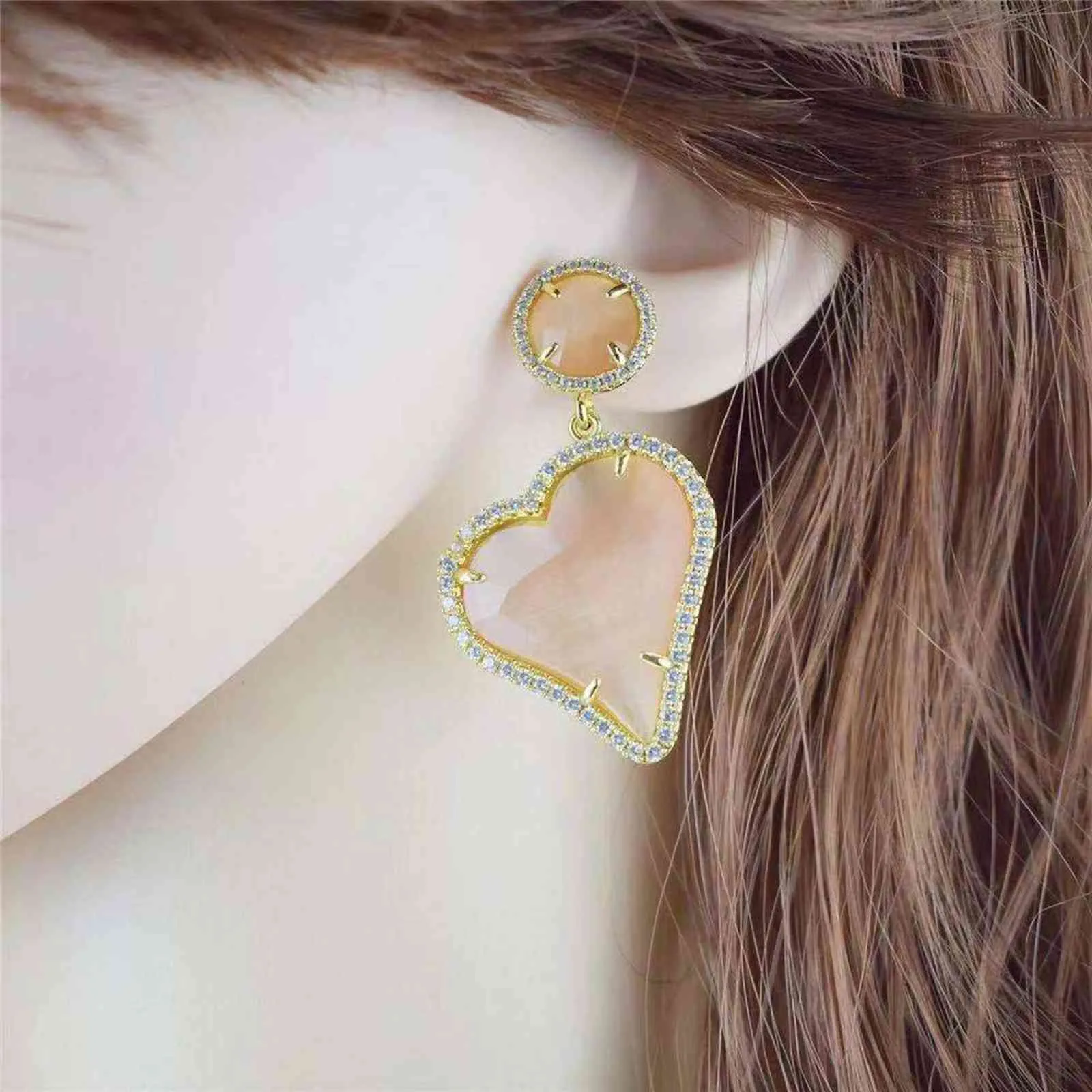 Boucles d'oreilles en cristal de zircon AAA pour femme, bijoux exquis et ravissants, cœur, rouge, vert, bleu, amour romantique, 2020