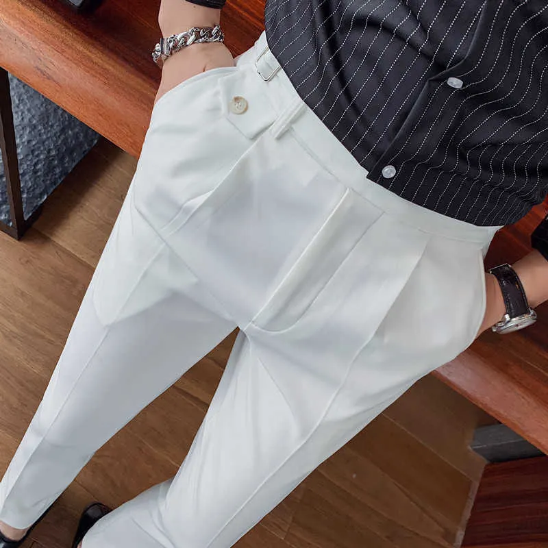 Summer Mens Suit Pants Casual Slim Fit White Black Wedding Dress Pants Men Suit Trousers Business Formal Dress Pants For Men 210528