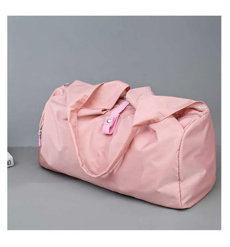 Nylon Women Men Travel Sports Gym Shoulder Bag Large Waterproof Nylon Handbags Black Pink Color Outdoor Sport Bags 2019 New (41)