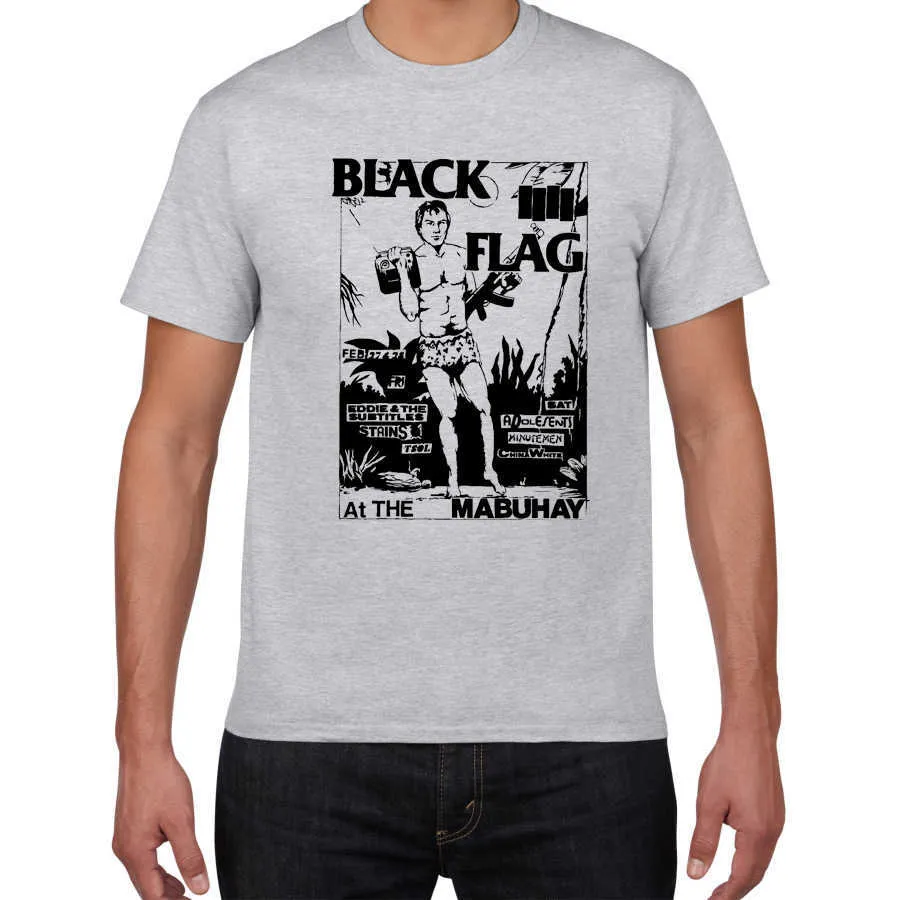 ブラックフラッグロックバンド夏TシャツヒップホップメンズTシャツ100％コットン半袖ラウンドネックティーストリートウェア服POK 210629