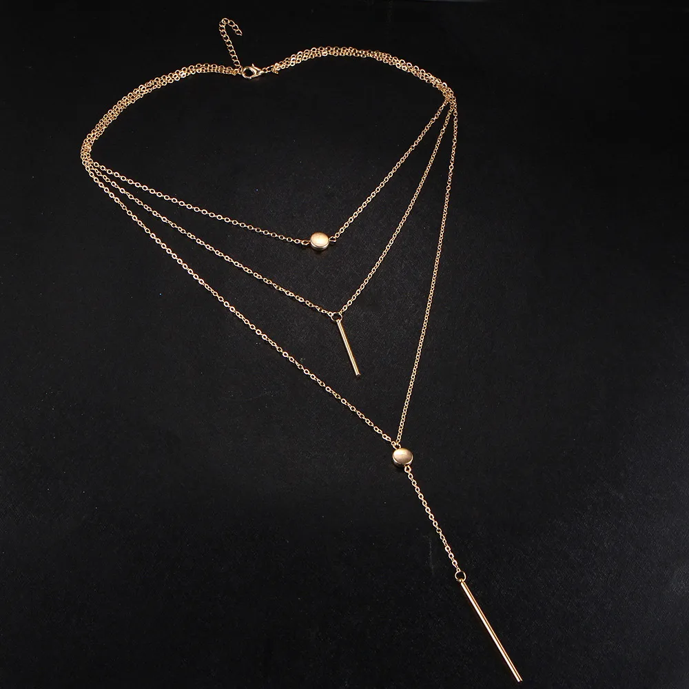 Nya Bohemian Long Pendant Halsband Lady Vintage Gold Star Necklace Multilayer Halsband Uttalande Smycken För Kvinnor Gåva