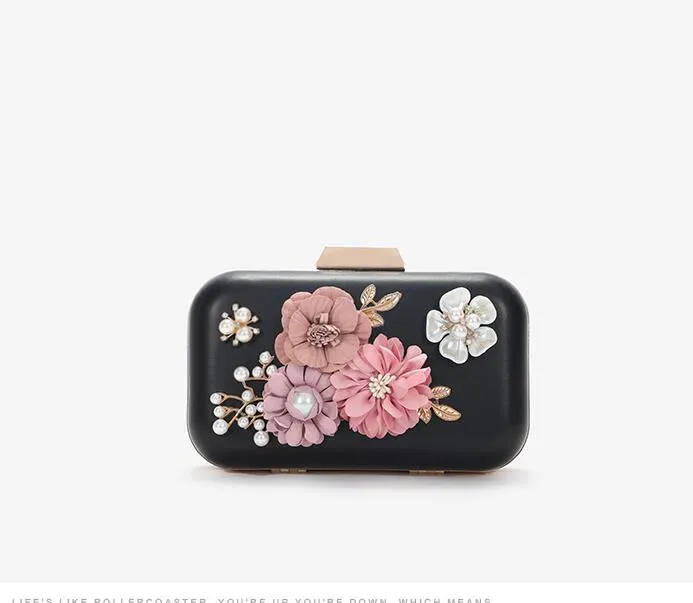 Säljs manuella miniblommor kosmetiska väskor handväska axel messenger kedja väska hög kvalitet233u