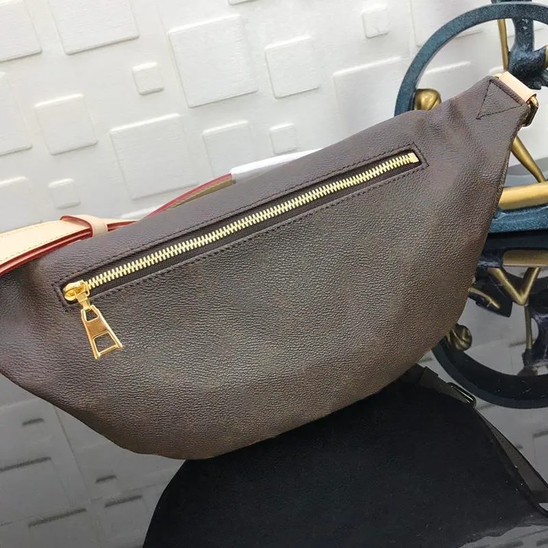 5A toppkvalitet Satchel midjeväska 43644 män kvinnor bumbag d-ring mode resor casual handväska duk ficka plånbok läder lapp cros291k