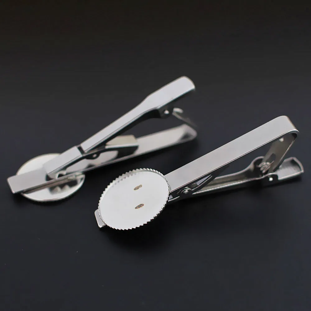 Edelstahl Clip Pins Claspe Metal Herren Krawatte 16 18 20mm Kreis BEZEL Cabochon Base Findings DIY Kleidung Zubehör