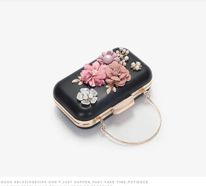 Sold Manual Mini flowers Cosmetic Bags handbag shoulder Messenger chain bag High Quality304D