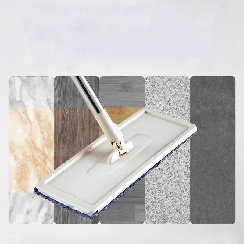 Mop pavimenti in microfibra Squeeze s Wet con secchio Panno la pulizia del bagno il lavaggio Detergente la cucina di casa 210805