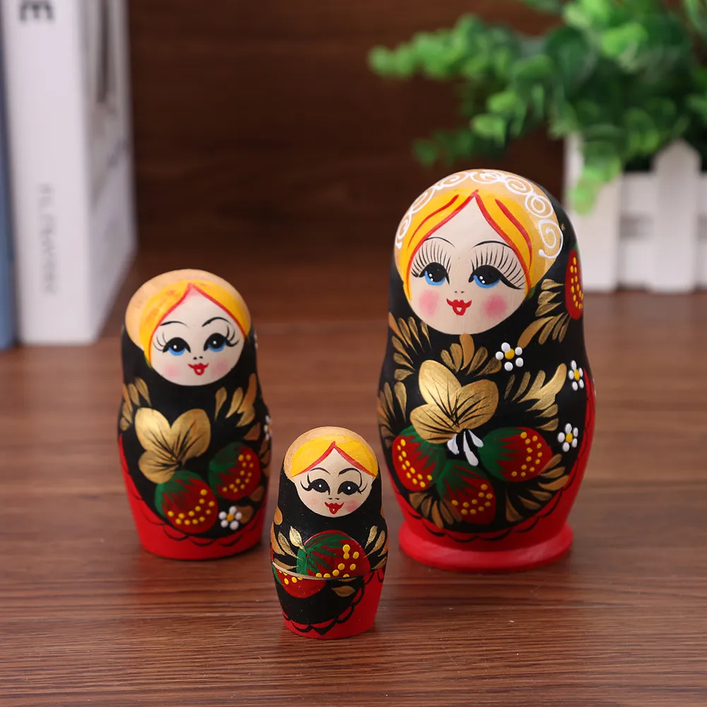 5レイヤーMatryoshka Doll木製イチゴの女の子ロシアの巣のためのロシアの巣の人形自宅飾り298R5636611