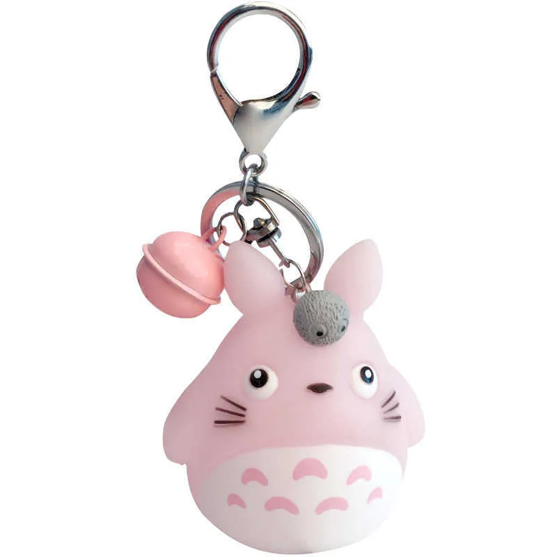 Mignon Totoro Animal porte-clés fourrure hommes ou femmes porte-clés femmes bibelot métal porte-clés voiture sac pendentif charme G1019