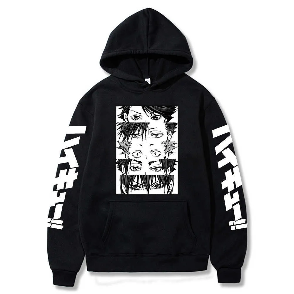 2021 Anime Haikyuu Augen Männer Hoodie Männer/Frauen Harajuku Sweatshirt Hohe Schule Pullover Mit Kapuze Jacke Sportswear Hoodies Kleidung Y0803