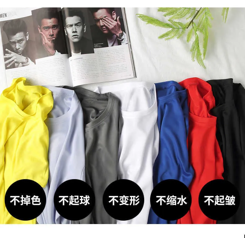 T-shirt manichette di seta ghiacciata maschile estate abiti ad asciugatura rapida di colore solido senza traccia traspirante abbigliamento sportivo 210706