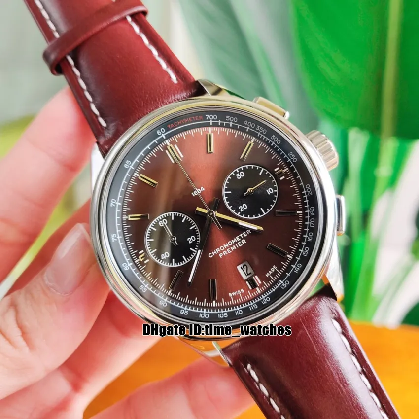 Новые мужские часы Premier B01 42 мм Miyota VK с кварцевым хронографом AB0118371B1X1, черный циферблат, кожаный ремешок, серебряный корпус, модная дата, Gents278s