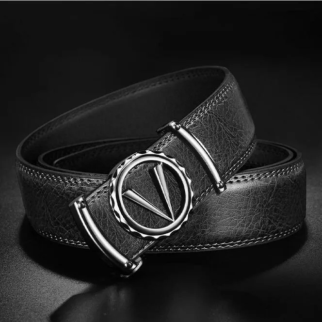 Men leather fashion personality young business leisure cowhide belt middle-aged smooth buckle A9181m