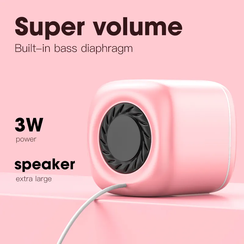 USB سماعات الكمبيوتر السلكية المتكلمين الكمبيوتر المحمول الوردي مضخم صوت باص ديب باس صندوق الصوت مشغل موسيقى مكبر الصوت Haut-Parleurs عمود لطيف