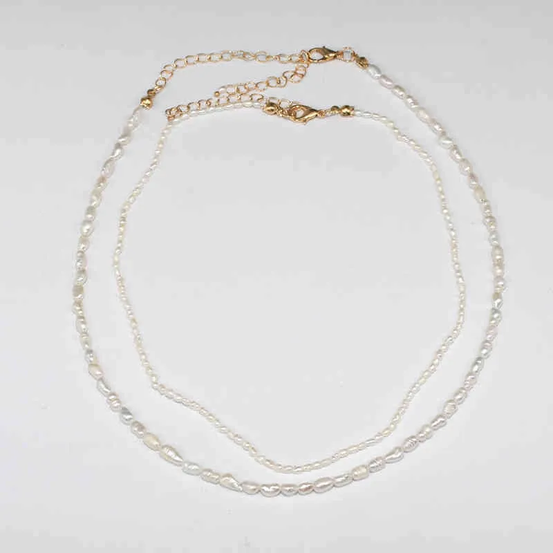 2020 Горячий минималистский реальный 2 мм / 3-4 мм размер пресноводное жемчужное ожерелье колье простые деликатные украшения для женщин