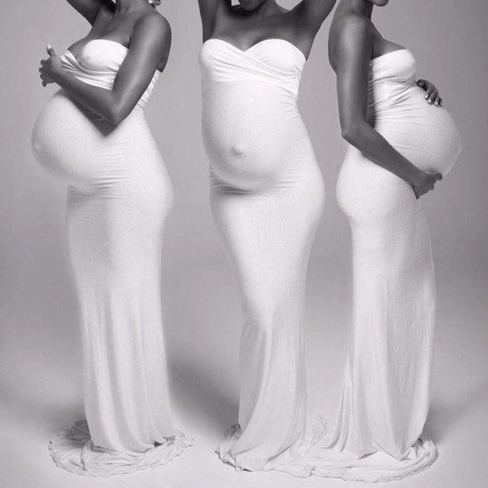 @ Femmes enceintes sexy photographie accessoires sans manches sans bretelles longue robe de maternité vêtements de charme pour les femmes enceintes Q0713