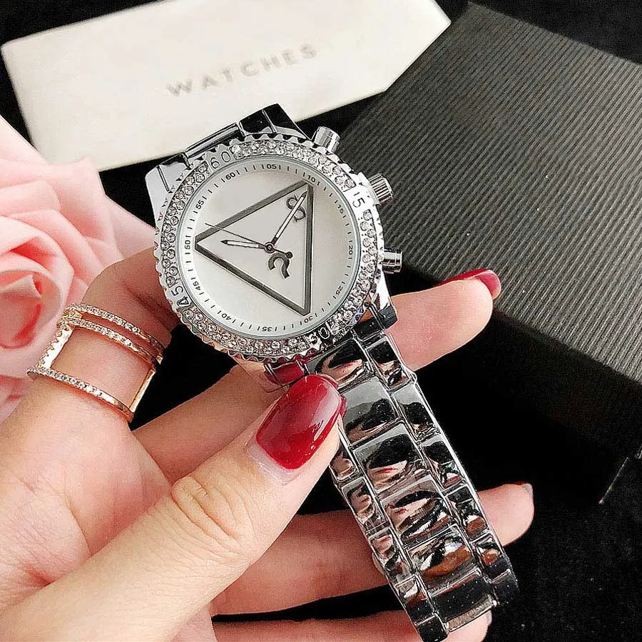 Marka zegarek dla dziewcząt Diamond Crystal Triangle Znak zapytania styl stalowy zespół kwarcowy zegarek GS 468462673
