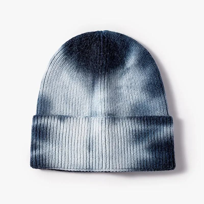Tie Dyed Knitted Caps Women's Outdoor Hip Hop Warm Brimless Cold Hat Men's Wool Hats