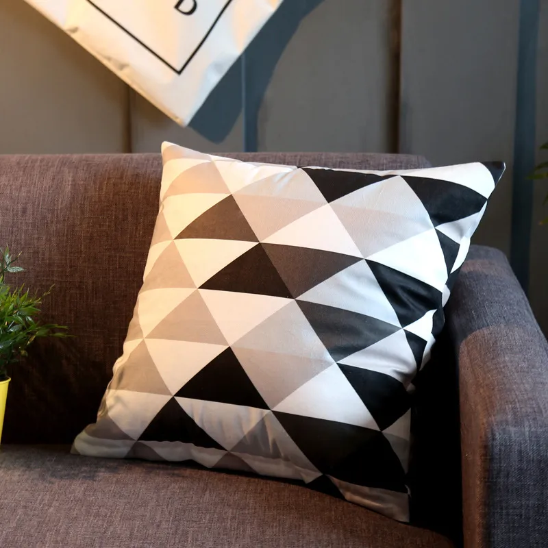 Schwarz-Weiß-dekorative Kissenbezug Kissenbezüge Wildleder Wohnzimmer Luxus zerquetscht Wurfkissenbezüge