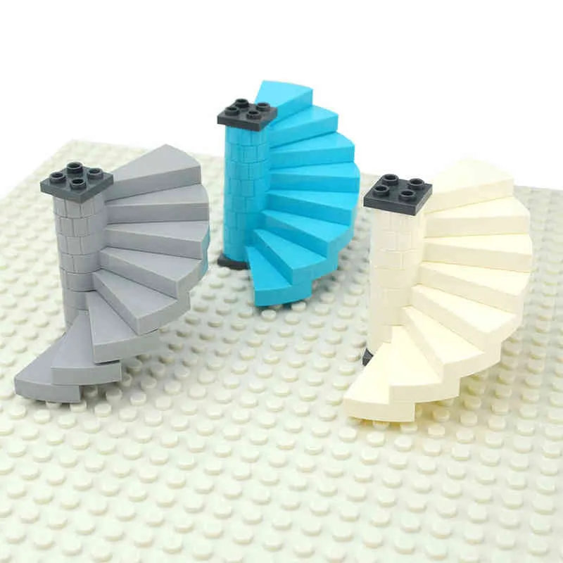DIY Birleştiren Parçacıklar Spiral Merdiven Desteği 1x1x5 1/3 Ev Merdiven 40243 Adımlar Modüler Yaratıcı Yükseltici Yapı Taşı Oyuncaklar Y1130