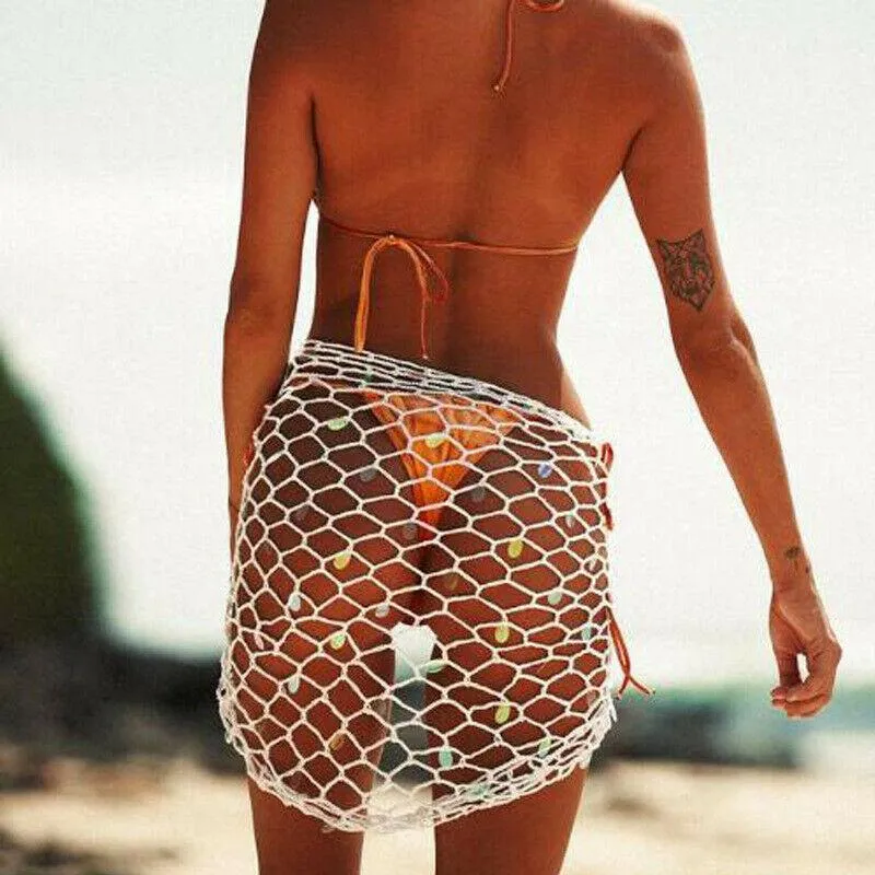 Frauen Sommer Sexy Net Bikini Cover-Ups Dame Mädchen Strand Kleid Bademode Spitze Häkeln Schwimmen Cover Up Badeanzug Wrap sarongs244G