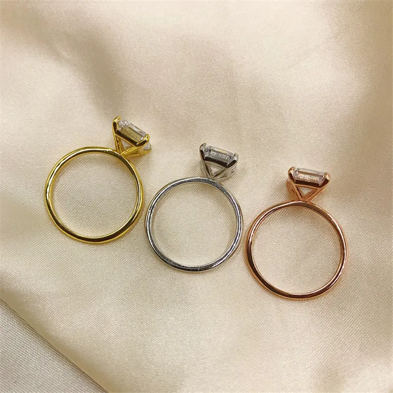 925 Sterling Dames Engagement Emerald Gesneden Ringen Gesimuleerde Diamond Wedding Silver Bridal Ring Sieraden Lover Party